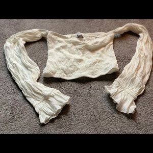 Cream Bell Sleeve Crop Top